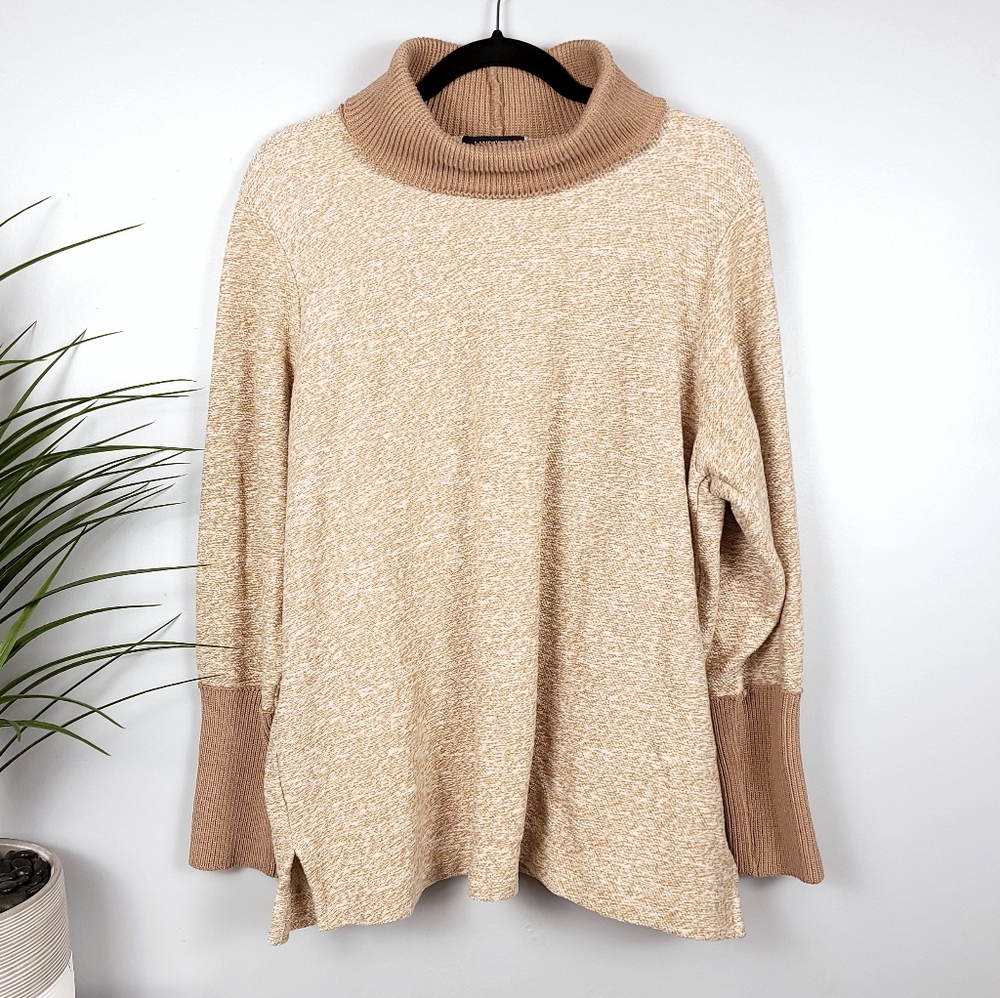 Lands' End Oatmeal Turtleneck Sweater Plus Size